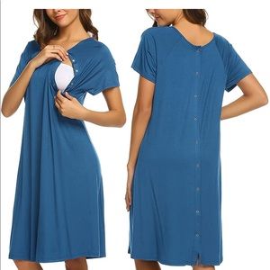 Ekouaer Nursing/Delivery/Labor/Hospital Maternity Gown - Blue - Large - NWOT
